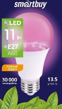 картинка лампа SMARTBUY (SBL-A60-11-fito-E27) - фито от магазина Tovar-RF.ru