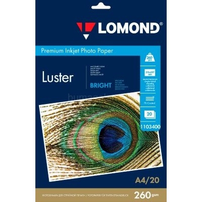 картинка Фотобумага ПРЕМИУМ для стр.печати LOMOND А4 260 г/м2 односторонняя Bright Luster 20л магазин Tovar-RF.ru являющийся официальным дистрибьютором в России картинка Фотобумага ПРЕМИУМ для стр.печати LOMOND А4 260 г/м2 односторонняя Bright Luster 20л от магазина Tovar-RF.ru