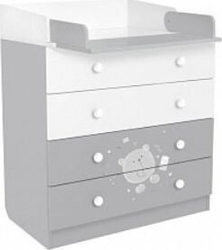 картинка комод polini комод polini kids french 1580, teddy, белый-серый (2 кор.) от магазина Tovar-RF.ru