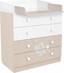 картинка комод polini комод polini kids french 1580, teddy, белый-дуб пастельный (2 кор.) от магазина Tovar-RF.ru