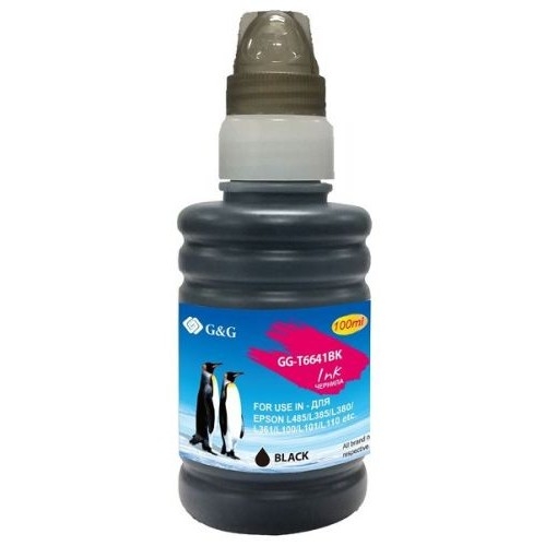картинка чернила g&g gg-t6641bk черный100мл для epson l100, l110, l120, l130, l132, l210, l222 магазин Tovar-RF.ru являющийся официальным дистрибьютором в России картинка чернила g&g gg-t6641bk черный100мл для epson l100, l110, l120, l130, l132, l210, l222 от магазина Tovar-RF.ru