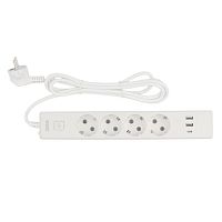 картинка powercube бытовой удлинитель (pc-6-2m) 4р с/з вык.,3usb, 3500 вт, 16а, 1.9 м, 3*1,0 (белый) {22305} от магазина Tovar-RF.ru
