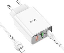картинка сзу hoco (6931474769824) c100aaa 1usb+1type-c 3.0a qc3.0 pd 20w , white от магазина Tovar-RF.ru