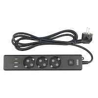 картинка powercube бытовой удлинитель (pc-6b-2m) 3р с/з вык.,3usb, 3500 вт, 16а, 1.9 м, 3*1,0 (черный) {22310} от магазина Tovar-RF.ru