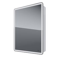 картинка Шкаф зеркальный POINT, 60 см, 1 дверца, 2 стеклянные полки, инфракрасный выключатель, LED-подстветка, розетка, белый от магазина Tovar-RF.ru