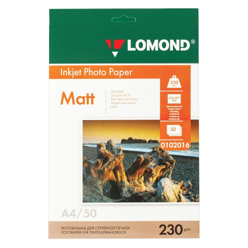 картинка LOMOND 0102016 Матовая бумага 1х А4, 230г/м2, 50л от магазина Tovar-RF.ru