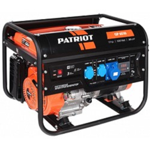 картинка Генератор бензиновый PATRIOT  GP 6510 [474101565] {Двигатель: 4т, OHV, АИ-92, 389 сс, 13 л.с; Мощность ном/макс: 5.0/5.5 кВт; Объём бака: 25 л; Розетки: 2 евро 16А,1 евро 32А; Вес: 71 кг;} от магазина Tovar-RF.ru