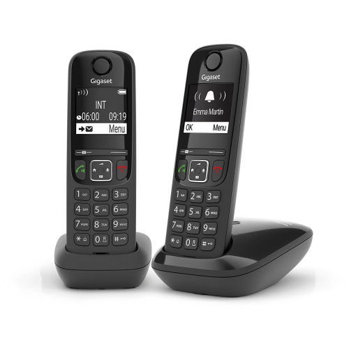картинка gigaset [l36852-h2816-s301] as690(a) duo р/телефон dect rus черный (труб. в компл.:2шт) аон от магазина Tovar-RF.ru