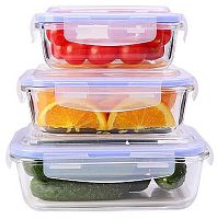 картинка Набор жаропрочных мисок LORAINE 26265 белый/ голубой от магазина Tovar-RF.ru