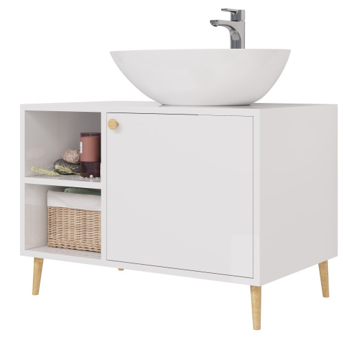 картинка Тумба LUNO, 80см, напольная, 1дв., 2 откр. полки,белый глянец, под ум. Триумф магазин Tovar-RF.ru являющийся официальным дистрибьютором в России картинка Тумба LUNO, 80см, напольная, 1дв., 2 откр. полки,белый глянец, под ум. Триумф от магазина Tovar-RF.ru