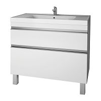 картинка Тумба GRACE PLUS, 90 см, подвесная/напольная, 2 ящика, с опорами, белый глянец от магазина Tovar-RF.ru