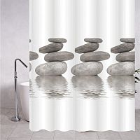 картинка Штора САНАКС 06-01 Штора с рисунком, большие камни, матовая, в ванную комнату, с кольцами, PEVA, 180 х 180 см. от магазина Tovar-RF.ru
