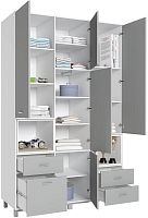 картинка детская мебель polini шкаф трехсекционный kids mirum 2330 белый-серый (4 кор.) от магазина Tovar-RF.ru