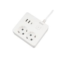 картинка powercube бытовой удлинитель (pc-1-2m) 2р с/з вык.,3usb, 3500 вт, 16а, 1.9 м, 3*1,0 (белый) квадрат {22299} от магазина Tovar-RF.ru