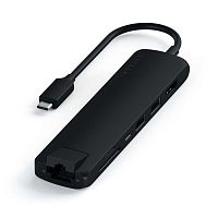картинка satechi [st-ucsma3k] адаптер usb-c  type-c slim multiport with ethernet adapter. цвет черный. st-ucsma3k от магазина Tovar-RF.ru