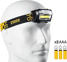 картинка stayer hl-3, 130 лм, 3 режима, налобный фонарь, 3ааа (56572)от магазина Tovar-RF.ru