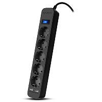 картинка sven фильтр sf-05lu 1,8 м (5 евро розеток,2*usb(2.4а)), черный, цветная коробка [sv-018832] от магазина Tovar-RF.ru