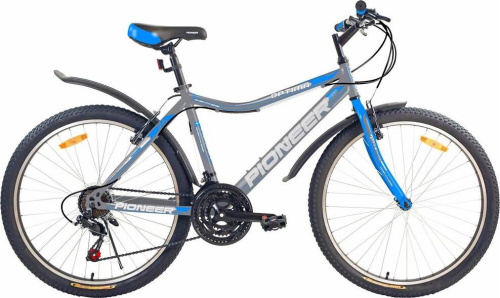 картинка велосипед pioneer optima 26"/18" gray-blue-whiteот магазина Tovar-RF.ru