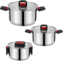 картинка POMIDORO POMI D'ORO P640567 Набор кастрюль 16см, 20см, 24см с крышками от магазина Tovar-RF.ru