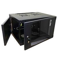 картинка шкаф настенный 19, 6u twt twt-cbwng-6u-6x6-bk 550x600, стеклянная дверь, черный от магазина Tovar-RF.ru