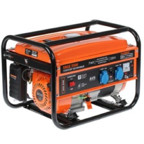 картинка Генератор бензиновый PATRIOT Max Power SRGE 3500 [474103145] {Двигатель: 4т, OHV, АИ-92, 210 сс, 7.0 л.с; Мощность ном/макс: 2.5/2.8 кВт; Объём бака: 15 л; Розетки: 2 евро 16А; Вес: 39 кг;} от магазина Tovar-RF.ru