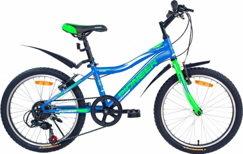 картинка велосипед pioneer boomer 20"/11" blue-green-whiteот магазина Tovar-RF.ru