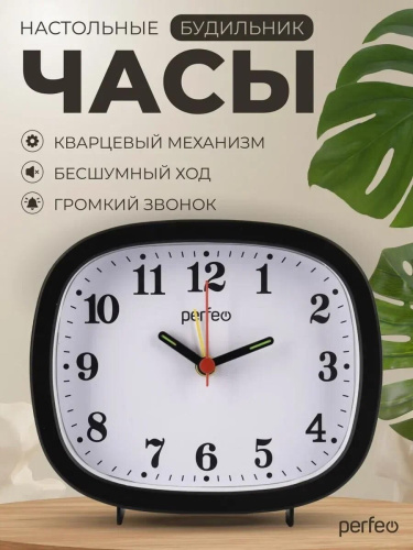 картинка Часы PERFEO (PF_E1968) "PF-TC-021", прямоугольные, черные от магазина Tovar-RF.ru