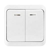 картинка выключатель SMARTBUY (SBE-03w-10-SW2-1) Юпитер, 2-клавишный, белый от магазина Tovar-RF.ru