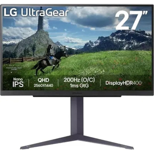 картинка lcd lg 27" 27gs85q-b ultragear черный {ips 2560x1440 200hz 1ms 400cd 1000:1 178/178 10bit(8bit+frc) 2xhdmi displayport usb has pivot}[27gs85q-b.aruz] от магазина Tovar-RF.ru