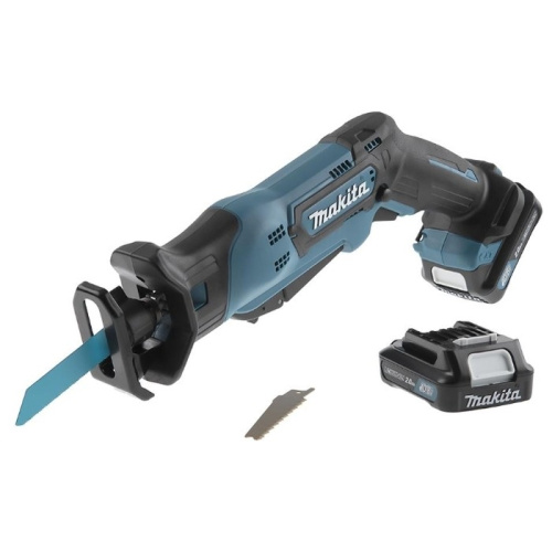 картинка Makita JR103DWAE Пила сабельная аккумуляторная [JR103DWAE] {10.8В,2х2Ач Li-ion(слайд),0-3300об\м,ход-13мм,рез-50мм,1.3кг,чем,подсв,б\кл замена пилки} от магазина Tovar-RF.ru