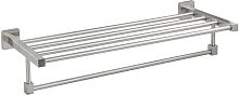 картинка GFMARK 87142 Полка для полотенца с опорой, большая, из нержавеющей стали, с квадратными основаниями, цвет САТИН от магазина Tovar-RF.ru