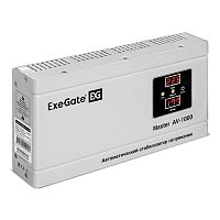 картинка exegate ex291737rus стабилизатор напряжения exegate master av-1000 (1000ва, 140-260в, цифр. индикация вход/вых. напряжения, 220в±8%, кпд 98%, 5 уровней защиты, задержка, метал.корпус, евророзетка, rtl от магазина Tovar-RF.ru