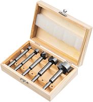 картинка SPARTA Набор сверл Форстнера по дереву, 10-15-20-25-35 мм, 5 шт, в деревянном боксе, цилиндрический хвостовик 704405 от магазина Tovar-RF.ru