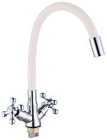 картинка Смеситель GOTA ROCIO G095531-GOTA Barcelona Смеситель д/кухни с 2-мя рукоятками с высоким силиконовым изливом, креп. гайка белый от магазина Tovar-RF.ru