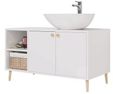 картинка Тумба LUNO, 100см, напольная, 2дв., 2 откр. полки,белый глянец, под ум. Триумф от магазина Tovar-RF.ru