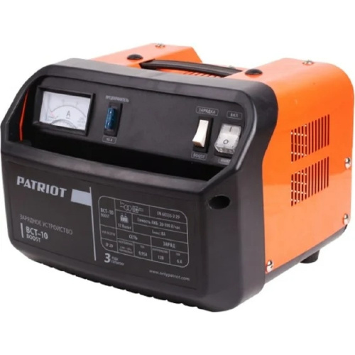 картинка Заряднопредпусковое устройство PATRIOT BCT-10 Boost [650301510] {Вход.напр. 1ф - 220В ±15%, макс.мощн. 100Вт; напр.зарядки 12В, ток заряд/boost 6/8А; емк.бат. 20-100А/час, вес 4.3кг} от магазина Tovar-RF.ru