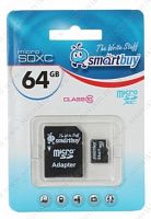 картинка карта памяти smartbuy (sb64gbsdcl10-01) microsdxc 64gb class10 uhs-1 + адаптер от магазина Tovar-RF.ru