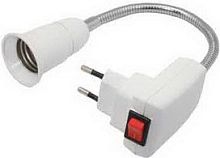 картинка Переходник ECOLA APF7SWEAY Переходник вилка-патрон E27 гибкий 300мм c выключателем Белый от магазина Tovar-RF.ru