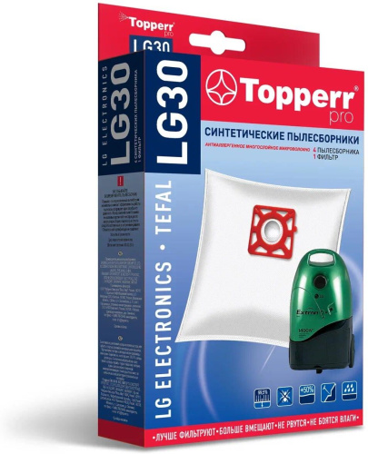 картинка topperr lg 30 пылесборник синтетический для пылесоса lg (tb-33,db-33) vc 31..33..39..., 4 шт.в (c) магазин Tovar-RF.ru являющийся официальным дистрибьютором в России картинка topperr lg 30 пылесборник синтетический для пылесоса lg (tb-33,db-33) vc 31..33..39..., 4 шт.в (c) от магазина Tovar-RF.ru