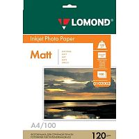 картинка LOMOND 0102003 Матовая бумага 1х A4, 120г/м2, 100 листов  от магазина Tovar-RF.ru