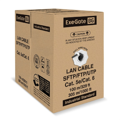 картинка exegate ex301068rus кабель exegate special futp4-c5e-cu-s24-out-pe-bk-305-fluke ftp 4 пары кат.5e медь, 0.48мм (24awg), fluke® test pass, экран, внешн., без троса, 305м, черн., pe магазин Tovar-RF.ru являющийся официальным дистрибьютором в России картинка exegate ex301068rus кабель exegate special futp4-c5e-cu-s24-out-pe-bk-305-fluke ftp 4 пары кат.5e медь, 0.48мм (24awg), fluke® test pass, экран, внешн., без троса, 305м, черн., pe от магазина Tovar-RF.ru