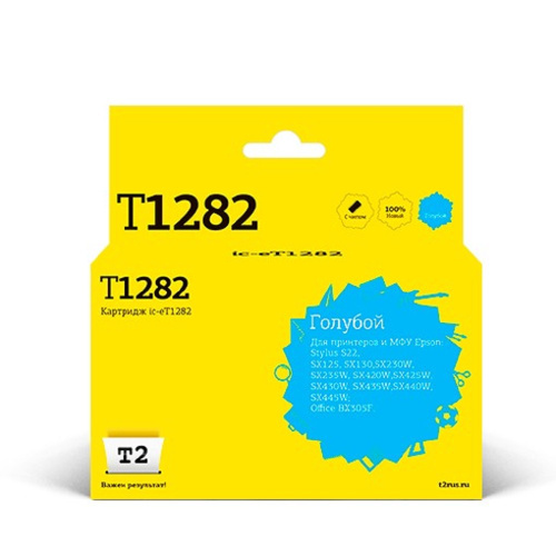 картинка t2 c13t12824010 картридж (ic-et1282) для epson stylus s22/sx125/sx130/sx420w/office bx305f голубой с чипом магазин Tovar-RF.ru являющийся официальным дистрибьютором в России картинка t2 c13t12824010 картридж (ic-et1282) для epson stylus s22/sx125/sx130/sx420w/office bx305f голубой с чипом от магазина Tovar-RF.ru