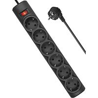 картинка defender фильтр dfs 155 5.0 m, 6 розеток, черный [99496] от магазина Tovar-RF.ru