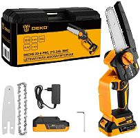 картинка Пила цепная аккумуляторная DEKO DKCHS 20-6 PRO, 4" и 6", 20В, 2x2.2Ач, 2 шины и 2 цепи в кейсе 083-2012 от магазина Tovar-RF.ru