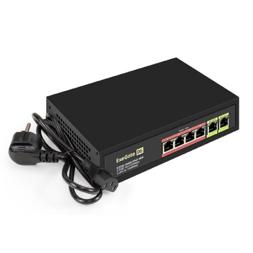 картинка exegate ex299022rus коммутатор неуправляемый exegate edgs-1006d.4poe-65w (6-портовый гигабитный utp 10/100/1000 base-t: 4 порта ieee 802.3af (poe), мощность poe: 15,4w, суммарно 65w, 2 порта rj45 upli от магазина Tovar-RF.ru