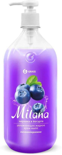 картинка GRASS 126301 Milana черника в йогурте с дозатором (флакон 1000мл) от магазина Tovar-RF.ru