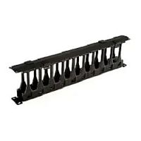 картинка hyperline cmf-1u-fpl106-mcov-ral9005 кабельный организатор с крышкой, глубина 106 мм, 19", 1u от магазина Tovar-RF.ru