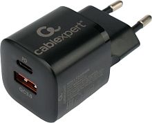 картинка универсальный адаптер питания cablexpert (21080) mp3a-pc-47, qc3.0/pd, 2 порта: usb и type-c, черный, пакет от магазина Tovar-RF.ru