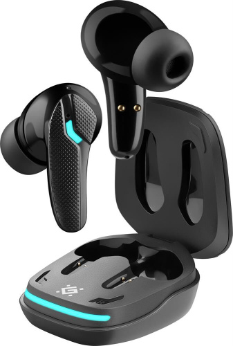 картинка наушники defender (63285) cyberdots 285 черный, игровые tws, bluetooth от магазина Tovar-RF.ru