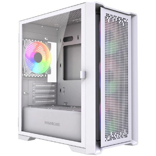 картинка Powercase ByteFlow Micro White LE, Tempered Glass, 4х 120mm ARGB PWM fans, белый, mATX [без встроенного хаба] (CAMBFW-A4-LE) от магазина Tovar-RF.ru